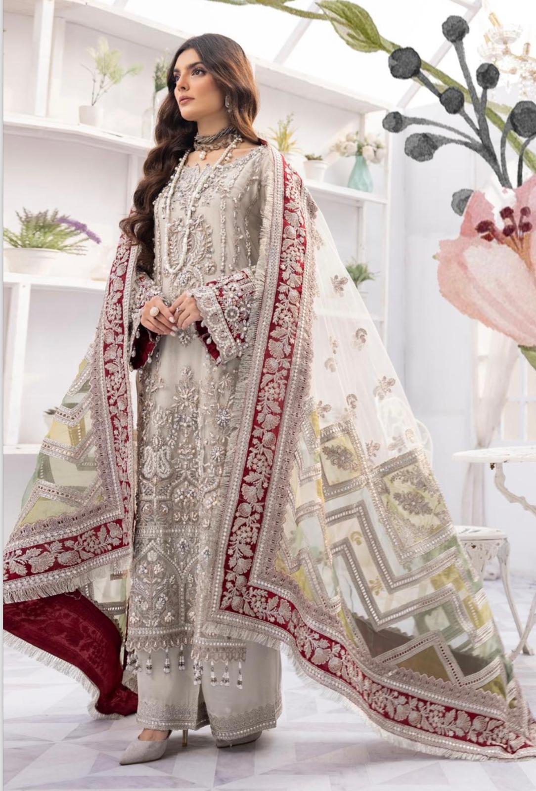 SIMRANS Imrozia Heavy embroidered chiffon 3 piece readymade suit 012