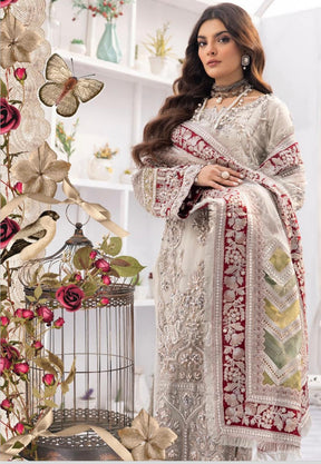 SIMRANS Imrozia Heavy embroidered chiffon 3 piece readymade suit 011