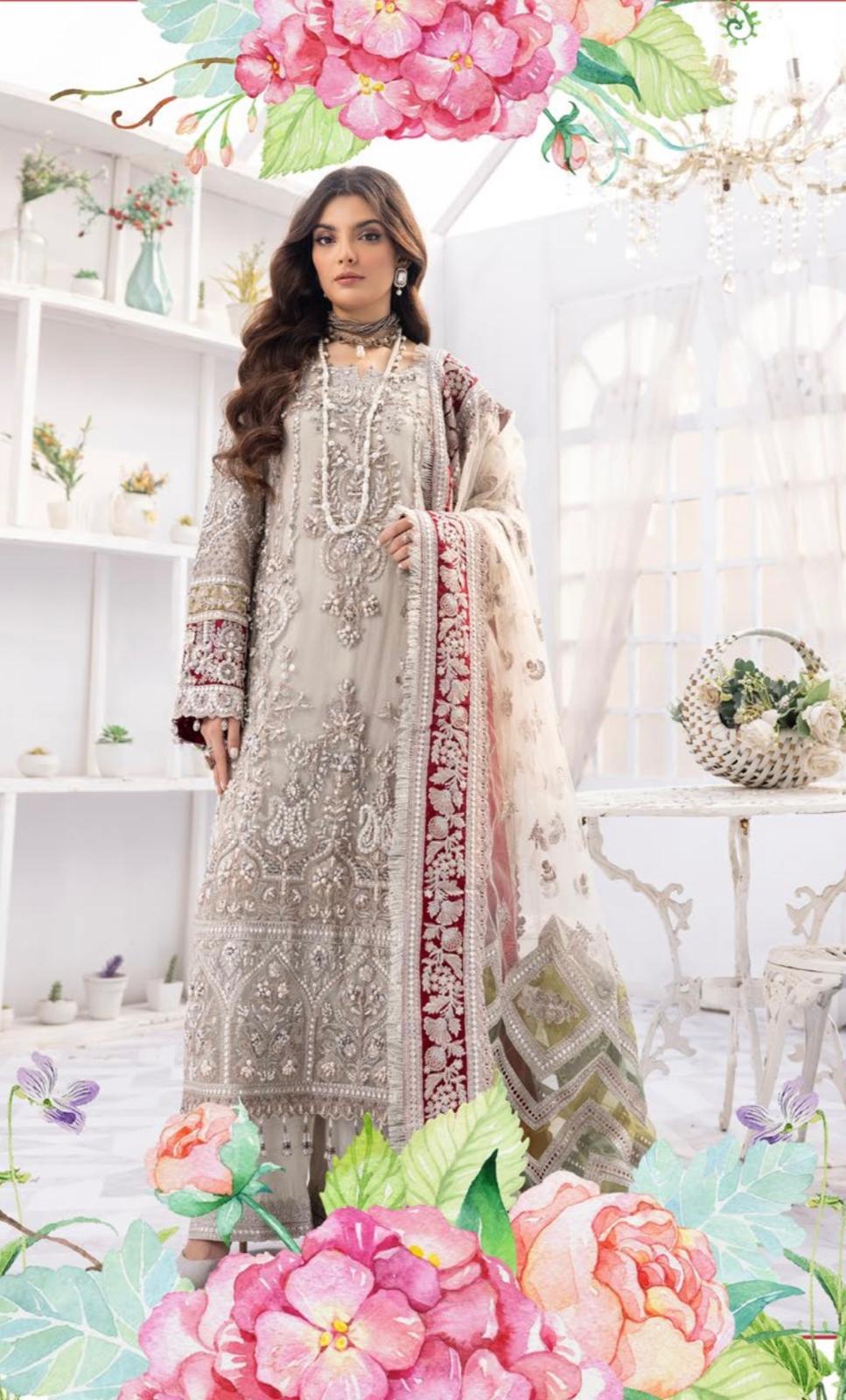 SIMRANS Imrozia Heavy embroidered chiffon 3 piece readymade suit 011