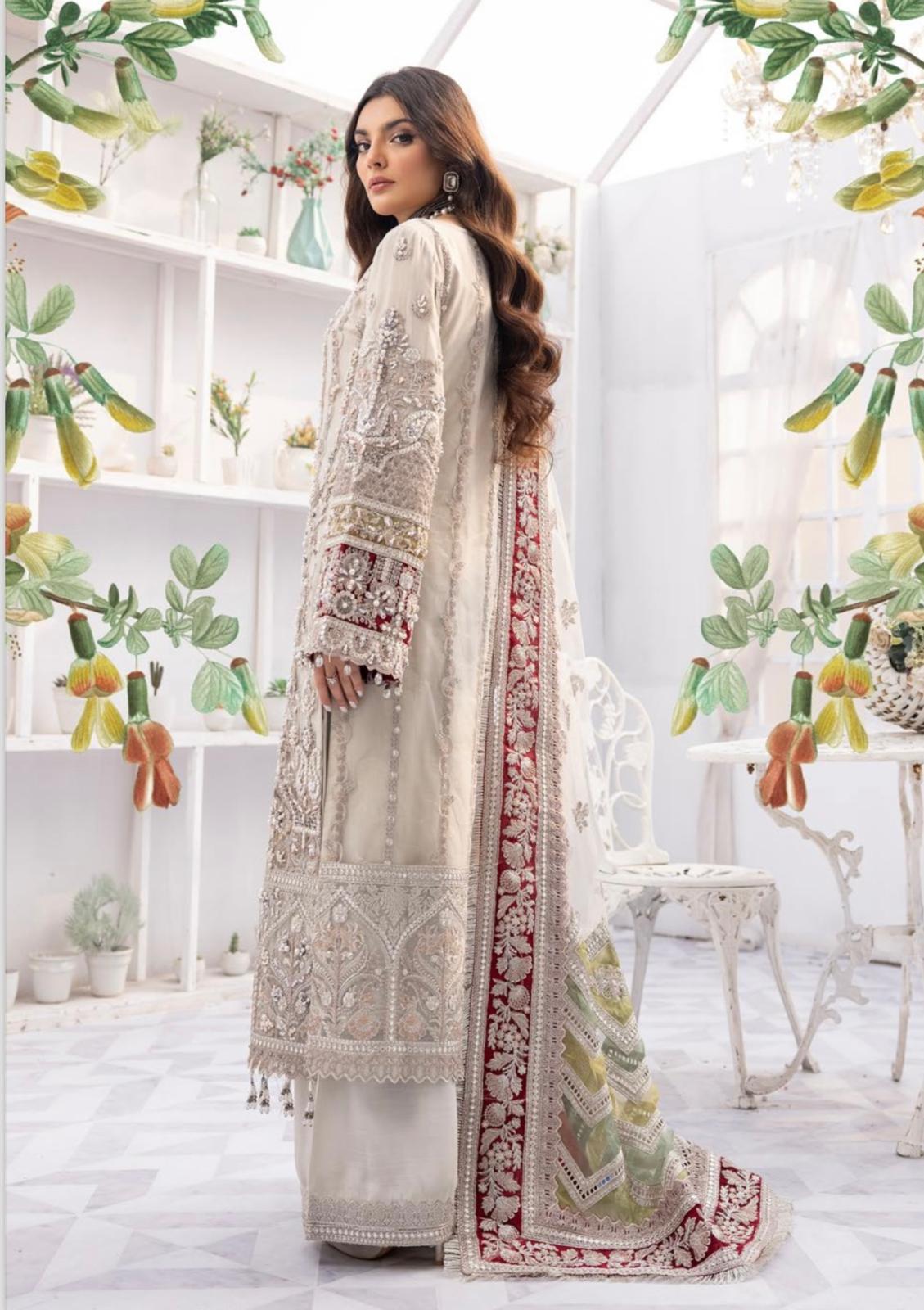 SIMRANS Imrozia Heavy embroidered chiffon 3 piece readymade suit 011