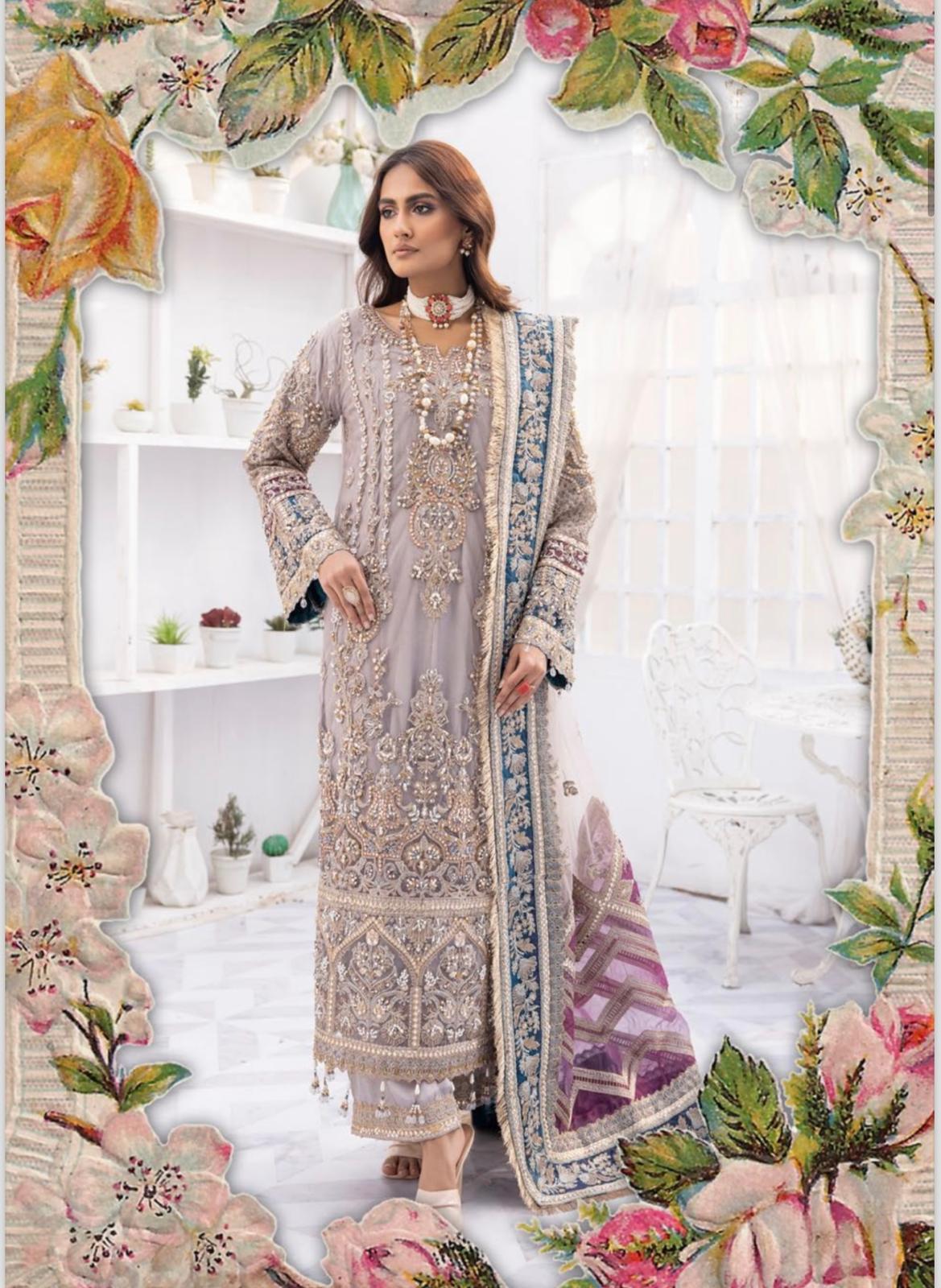 SIMRANS Imrozia Heavy embroidered chiffon 3 piece readymade suit 011