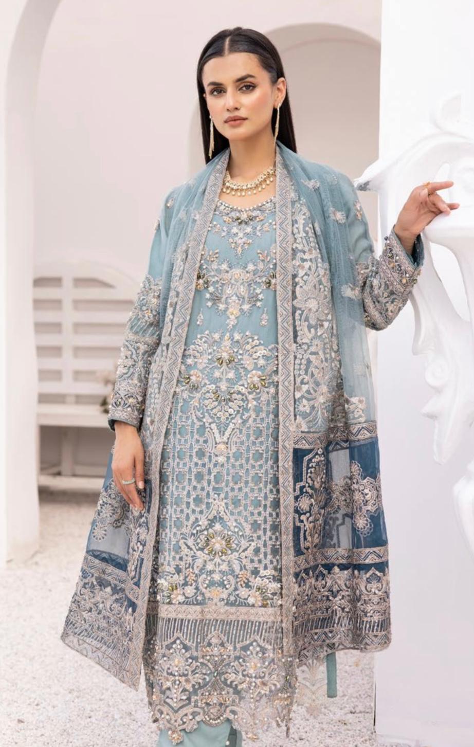 SIMRANS Imrozia Heavy embroidered chiffon 3 piece readymade suit 013