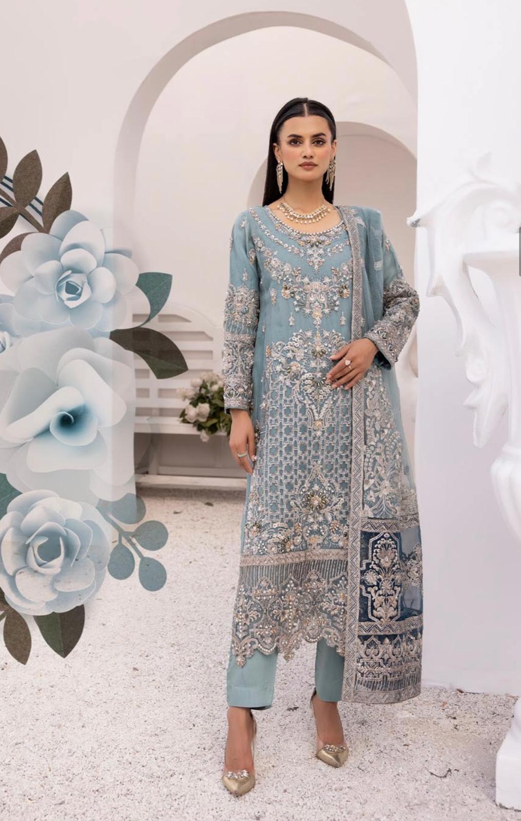 SIMRANS Imrozia Heavy embroidered chiffon 3 piece readymade suit 013