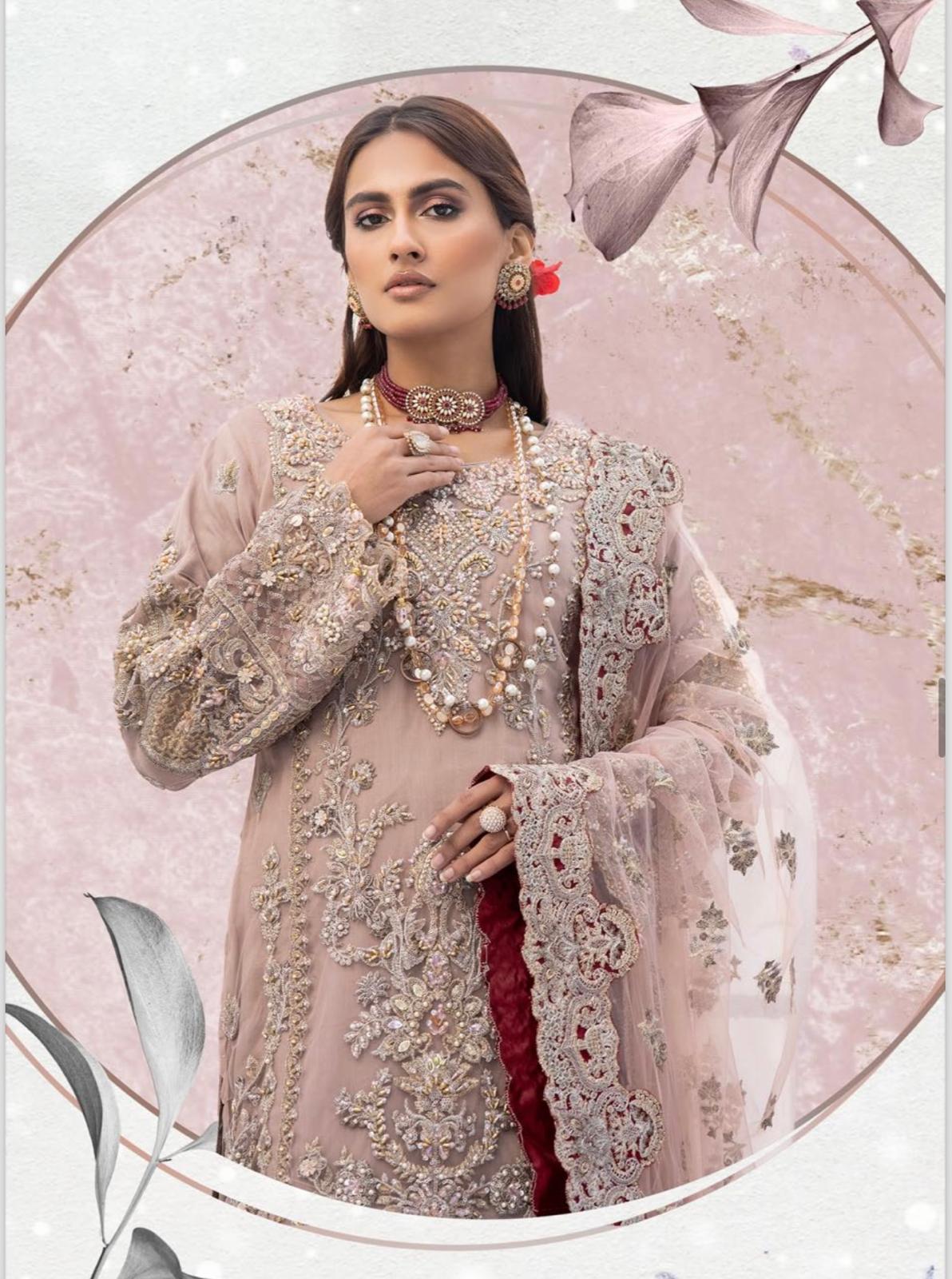 SIMRANS Imrozia Heavy embroidered chiffon 3 piece readymade suit 014