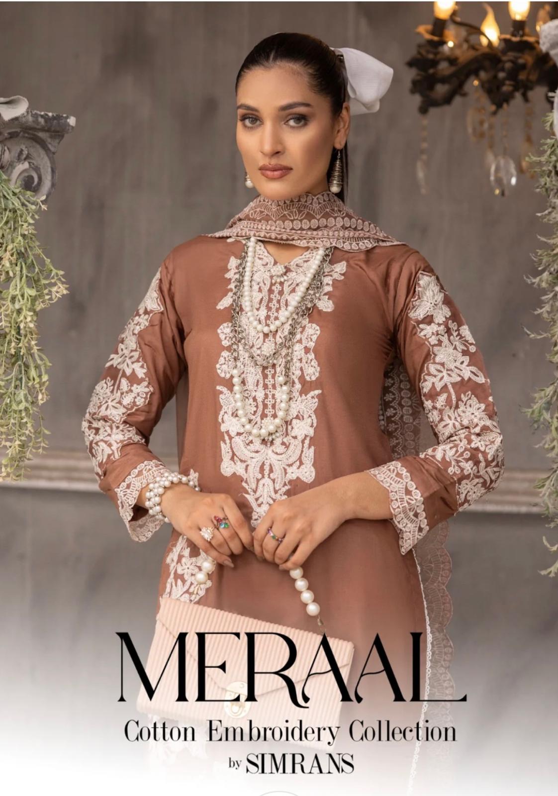 SIMRANS ‘MEERAL’ | EMBROIDERED COTTON READYMADE | SM619 (BROWN)