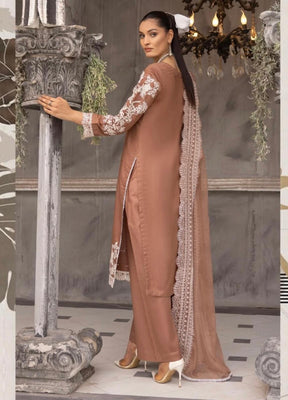 SIMRANS ‘MEERAL’ | EMBROIDERED COTTON READYMADE | SM619 (BROWN)