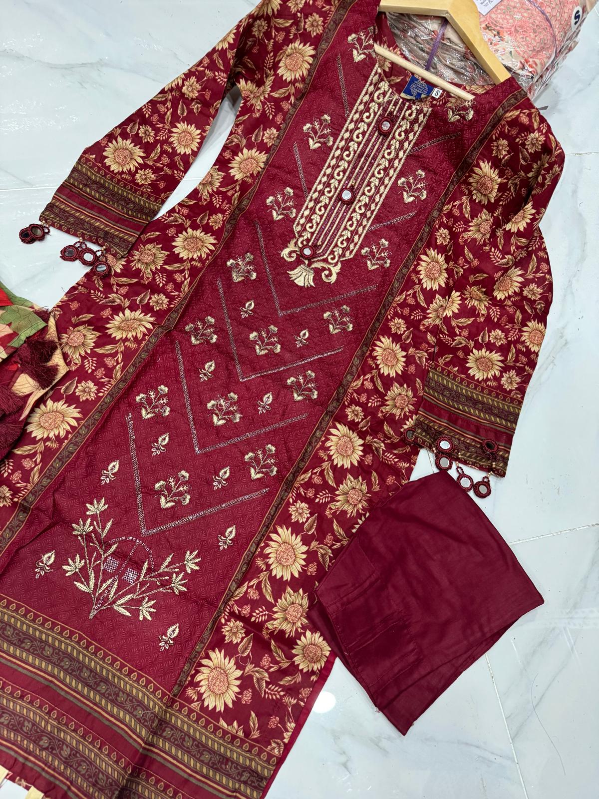 BIN SAEED INSPIRED’ EMBROIDERED LAWN 3PC READYMADE - IN302