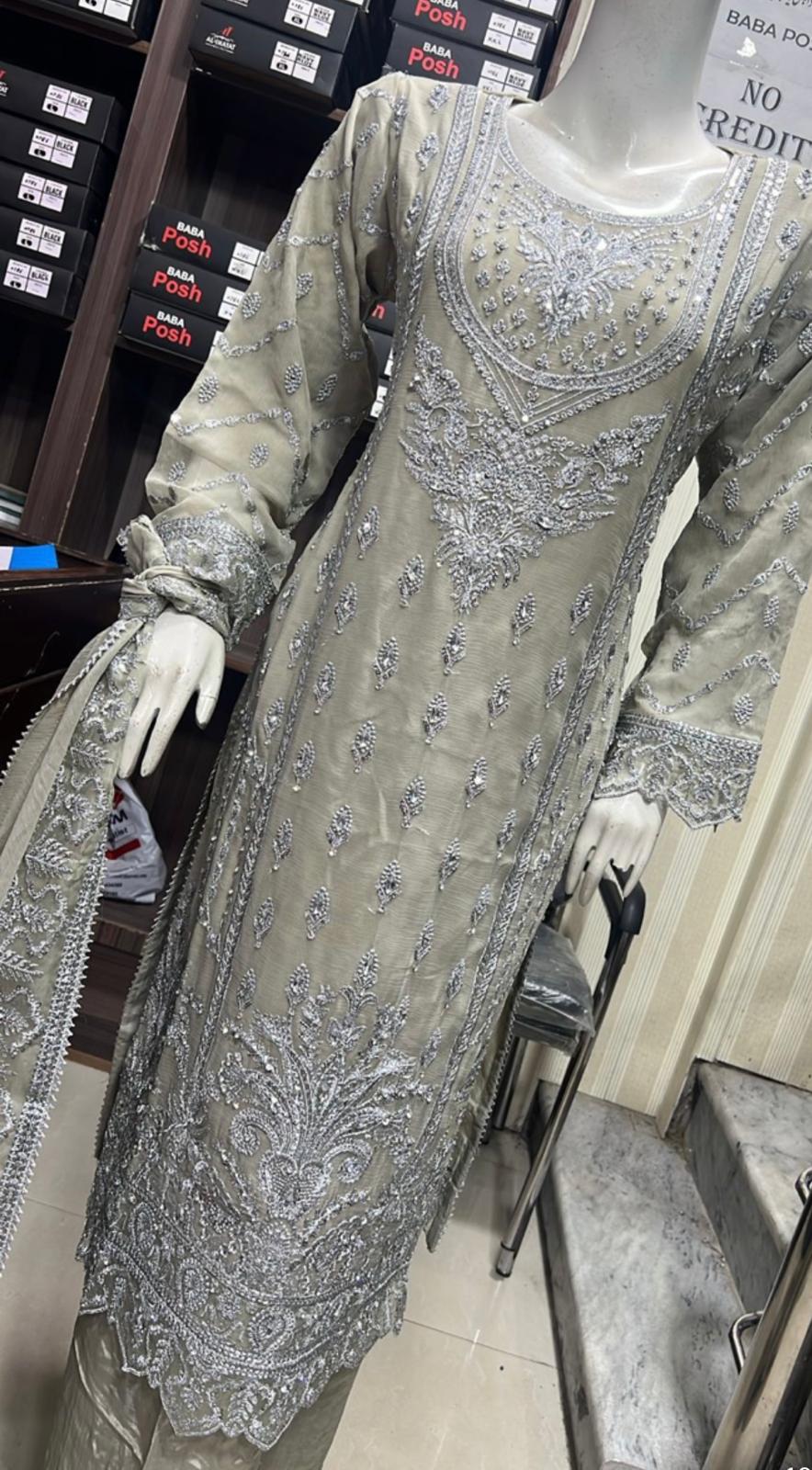 SHAZAIB | EMBROIDERED CHIFFON SHARARAH READYMADE | SZ203