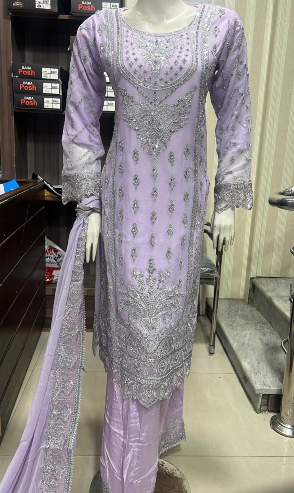 SHAZAIB | EMBROIDERED CHIFFON SHARARAH READYMADE | SZ206