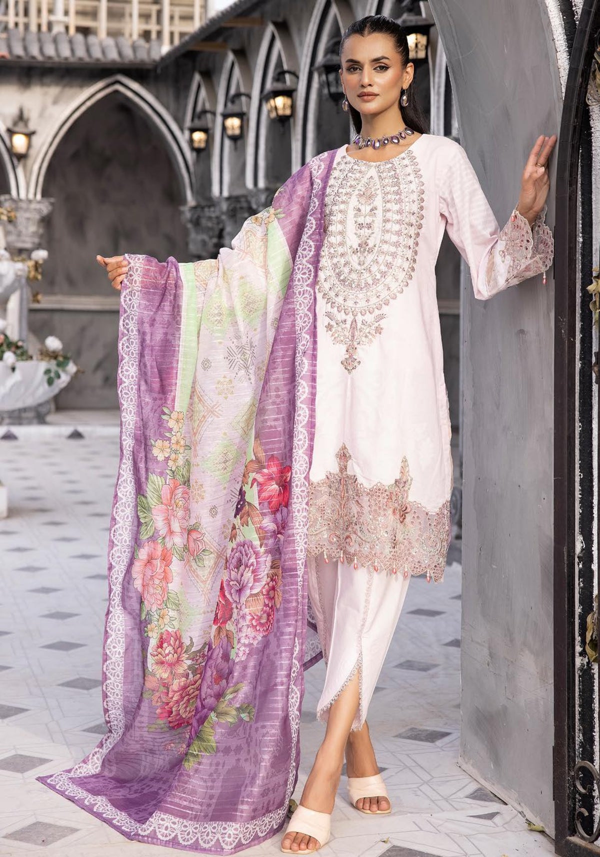 ZARA BY SIMRANS JACQUARD EMBROIDERED 3PC READYMADE -ZJL-218