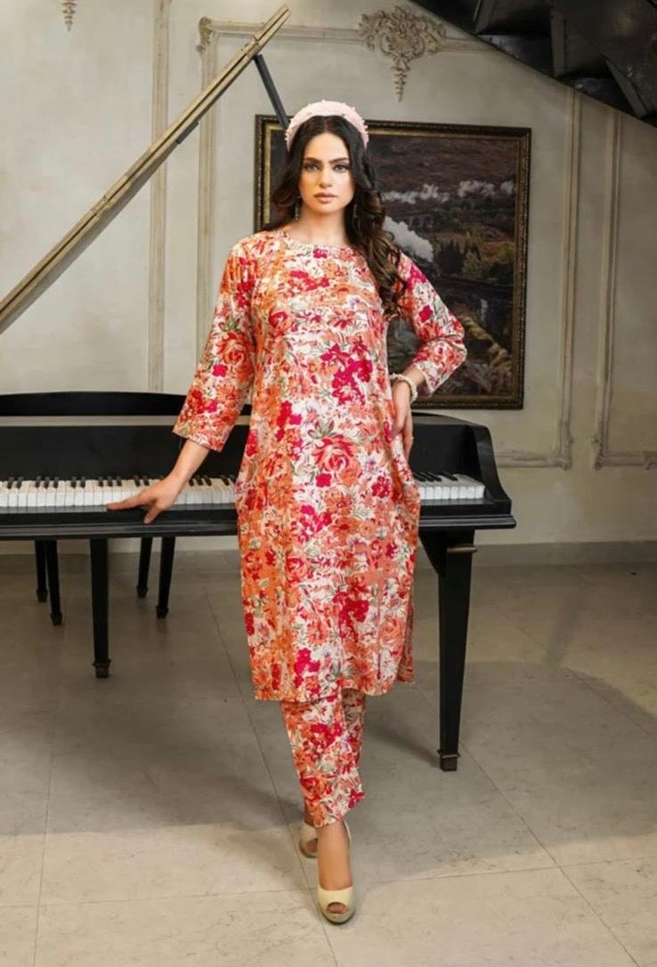 SIMRANS Rozana Floral Printed 2 Piece Lawn Co-ords Outfit Set D5