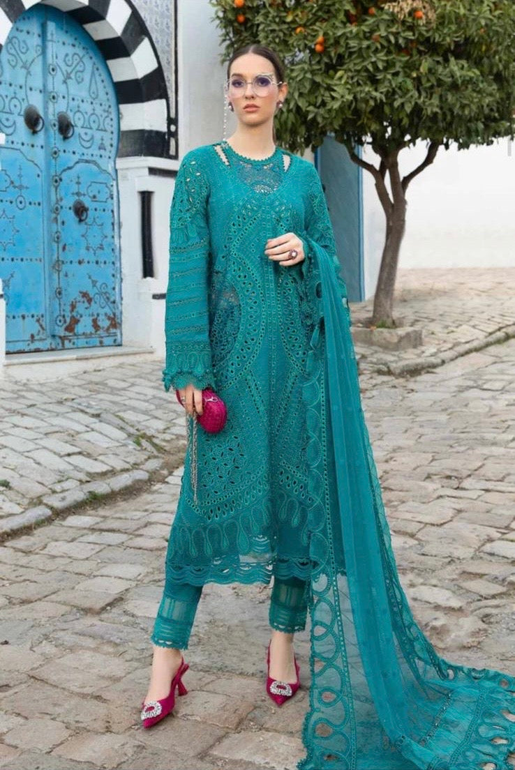 SIMRANS Maria B Inspired Embroidered Lawn D2417-3 Piece Outfit With Straight Trousers