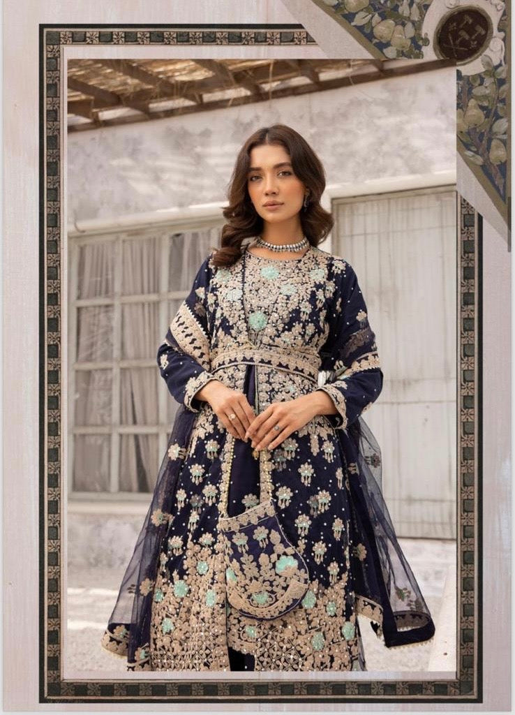 SIMRAN 3 Piece LUXURY embroidered chiffon jacket style suit 211