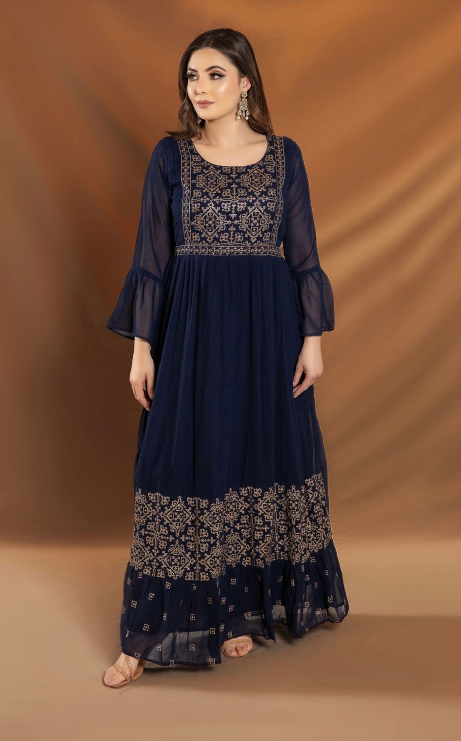 SIMRANS LUXURY EMBROIDERED CHIFFON KURTI - SLK611