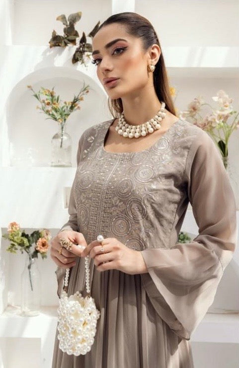 SIMRANS LUXURY EMBROIDERED CHIFFON KURTI - SLK610