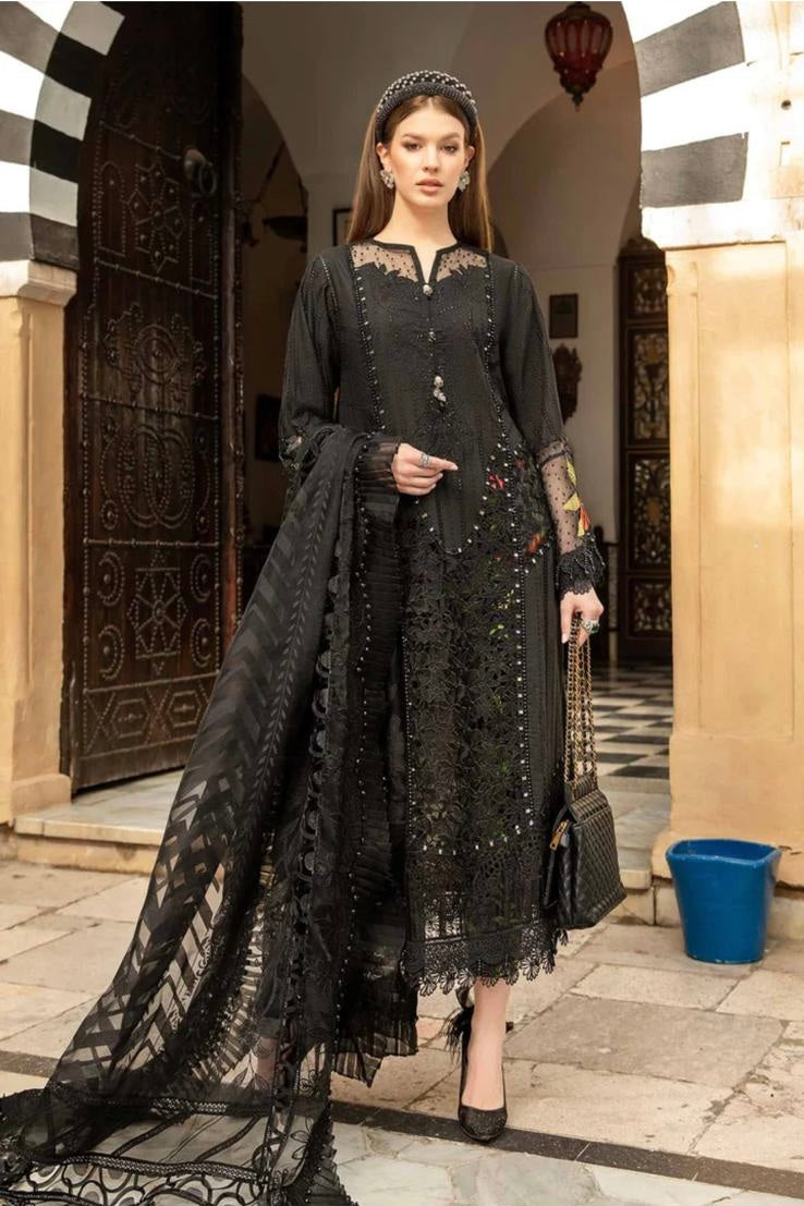 SIMRANS Maria B Inspired Embroidered Lawn D2421-3 Piece Outfit With Straight Trousers