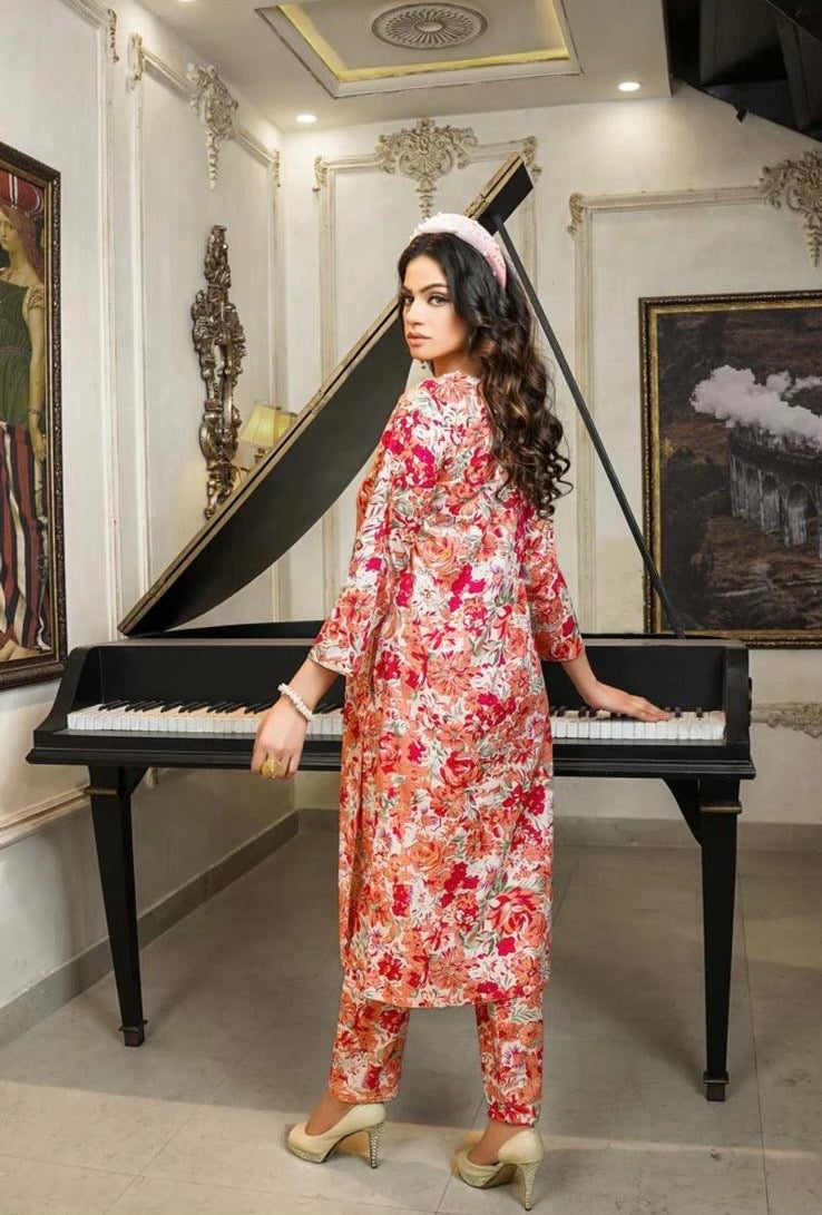 SIMRANS Rozana Floral Printed 2 Piece Lawn Co-ords Outfit Set D5