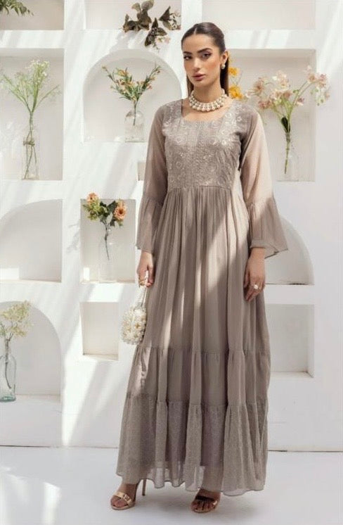 SIMRANS LUXURY EMBROIDERED CHIFFON KURTI - SLK610