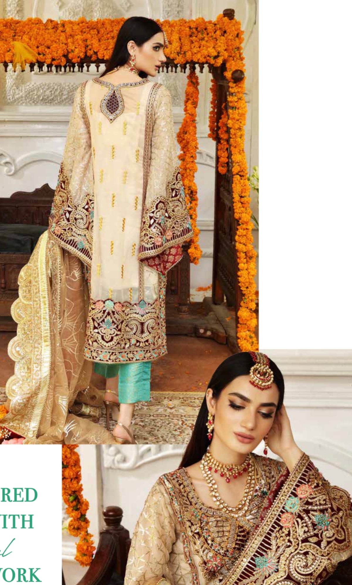 Shehnai luxury collection by Simran's 3 piece BEIGE SSLC02