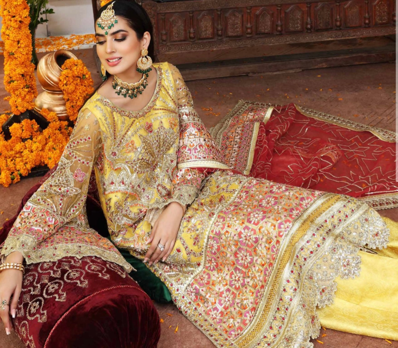 Shehnai luxury collection by Simran's 3 piece YELLOW SSLC04