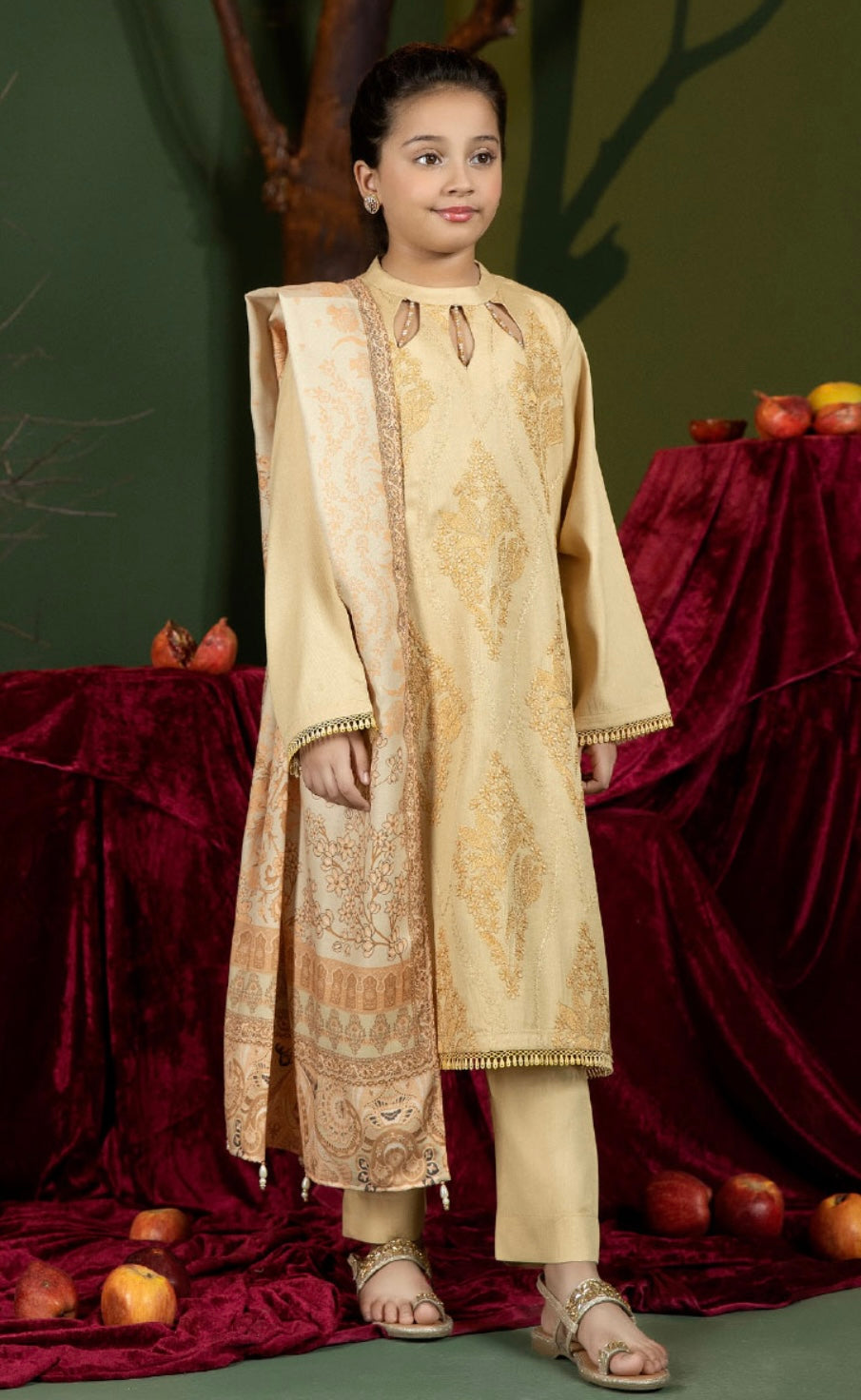 ALLY’S | 3 Piece premium shamreye cordero winter suit in beige MOTHER & DAUGHTER /Kids | AL34