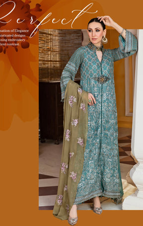 FAREEN by SIMRANS 3PC LUXURY CHIFFON MOTHER DAUGHTER/kids COLLECTION FSC-016