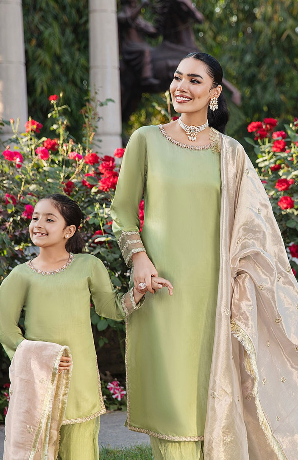SIMRANS IVANA Luxury 3 piece Embroidered Lawn Mother Daughter/Kids suit GREEN - SILL04