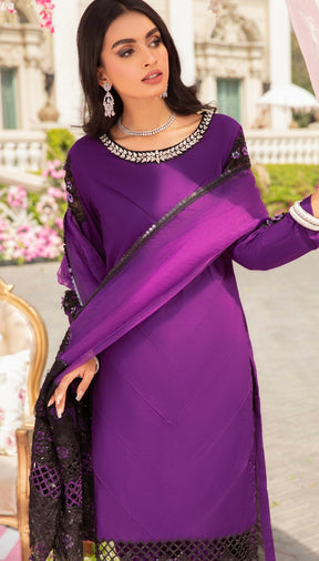 SIMRANS Ivana mother and daughter luxury lawn suit in PURPLE SIL302
