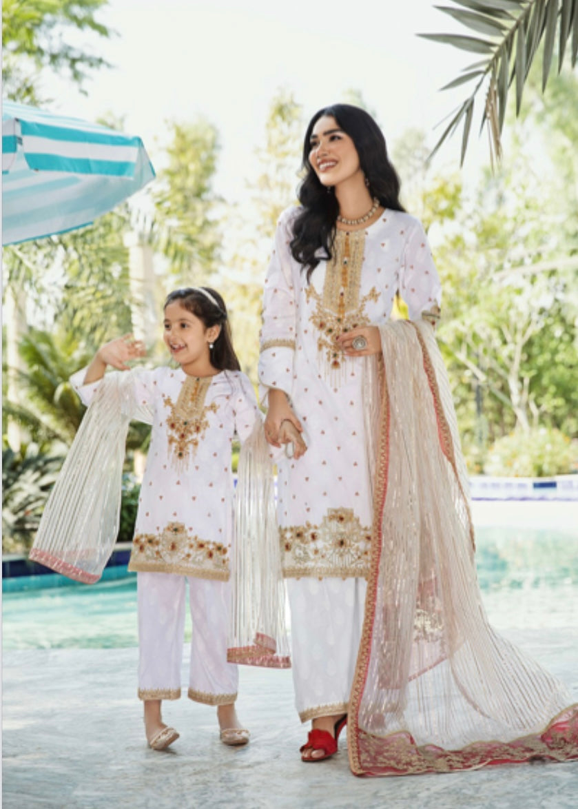 SIMRANS IVANA Luxury 3 piece Embroidered Lawn Mother Daughter/Kids suit - SILL05