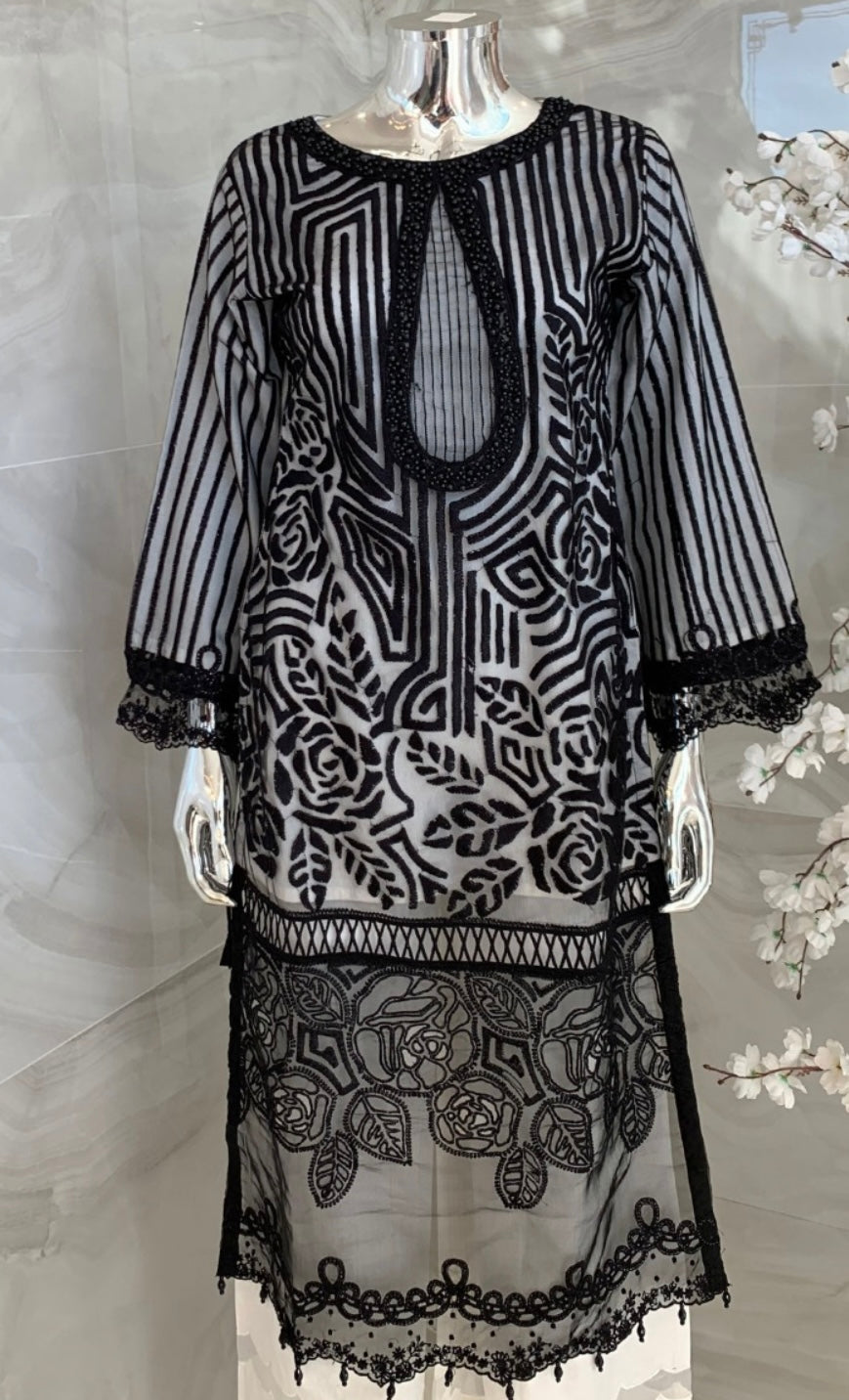 SIMRANS Maria B Tailor made 3 piece dress MBL81 BLACK MIRHA SPECIAL