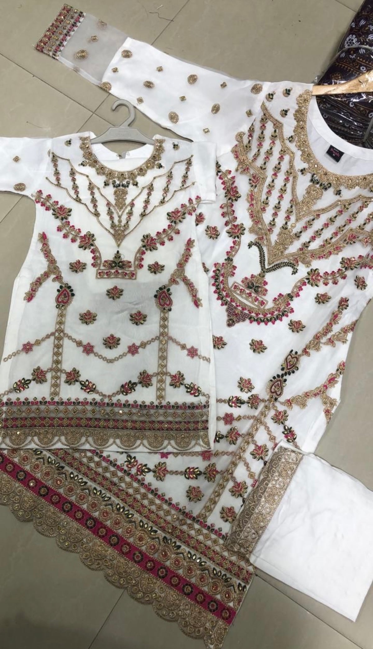 SHAZAIB | EMBROIDERED CHIFFON MOTHER & DAUGHTER/kids READY TO WEAR WHITE | SZ134