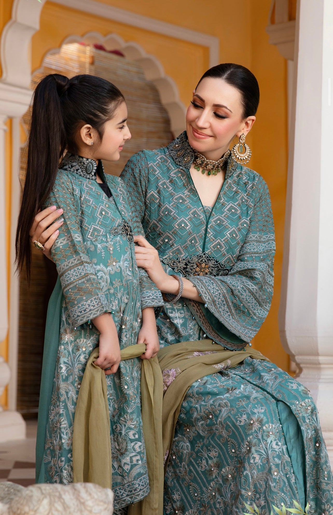 FAREEN by SIMRANS 3PC LUXURY CHIFFON MOTHER DAUGHTER/kids COLLECTION FSC-016