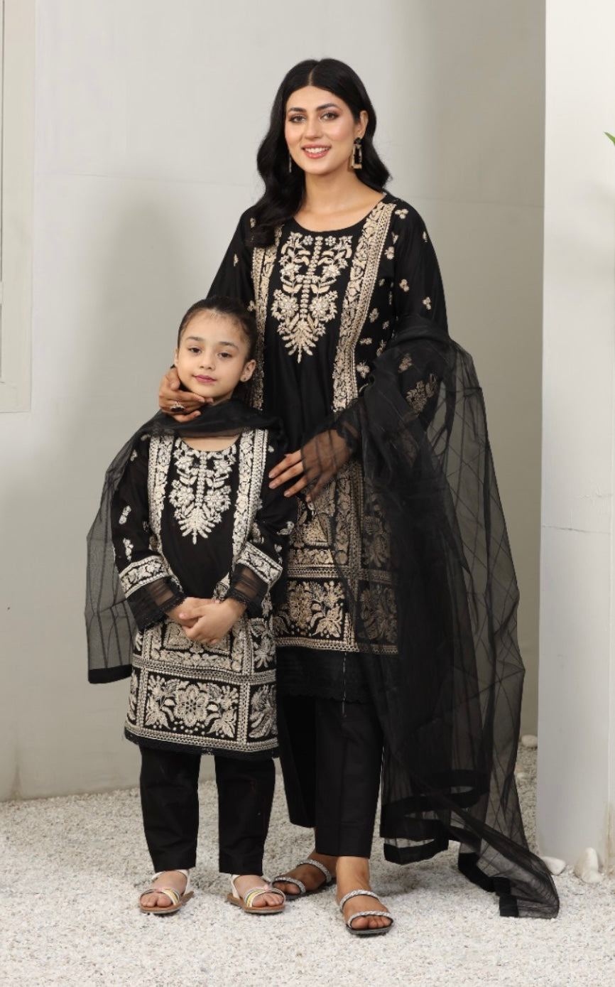 MOMMY & ME/KIDS By SIMRANS 3PC EMBROIDERED READYMADE | M&M | 006